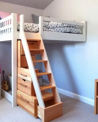 custom-built-white-loft-bed-featuring-integrated-wooden-storage-stairs